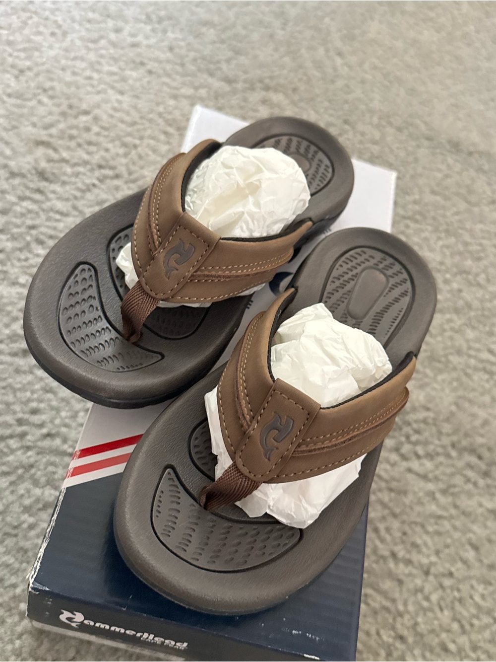 Boys Hammerhead Jafar brown flip flops; size 1 medium